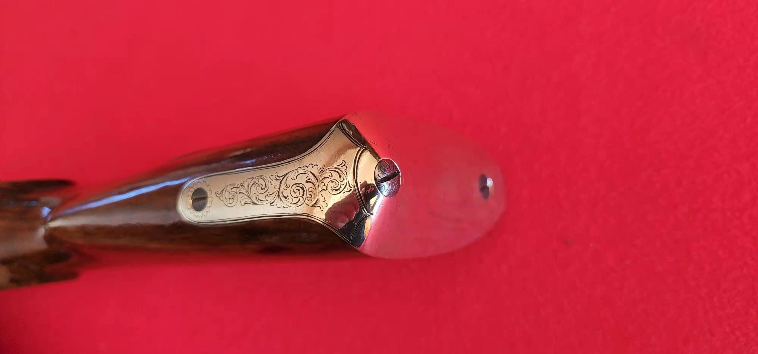 Engraved German Style Silver Butt Plate